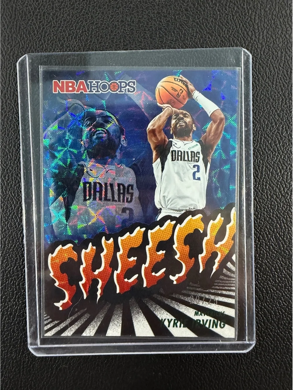 2023-24 Panini NBA Hoops SHEESH! Blue Explosion Parallel Kyrie Irving #10 Dallas